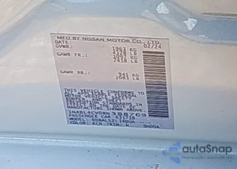 2024 Nissan Altima Sr Fwd from USA, damaged, VIN 1N4BL4CV0RN388769